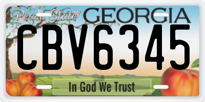 GA license plate CBV6345