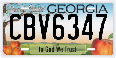 GA license plate CBV6347