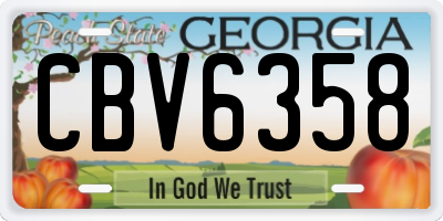 GA license plate CBV6358