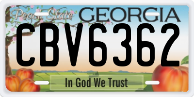 GA license plate CBV6362