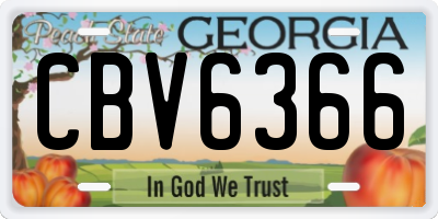 GA license plate CBV6366