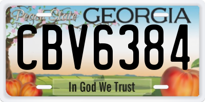 GA license plate CBV6384