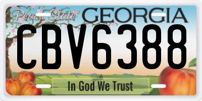 GA license plate CBV6388