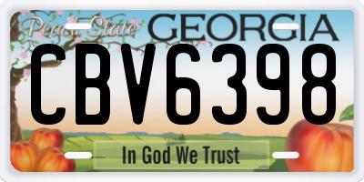 GA license plate CBV6398