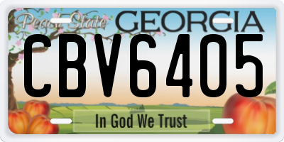 GA license plate CBV6405