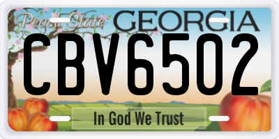GA license plate CBV6502