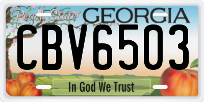 GA license plate CBV6503