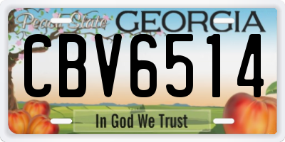 GA license plate CBV6514
