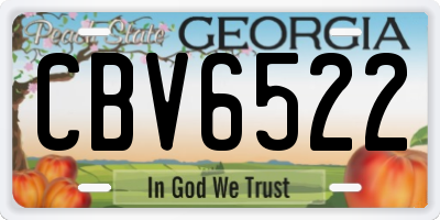 GA license plate CBV6522