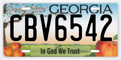GA license plate CBV6542