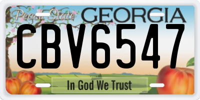 GA license plate CBV6547