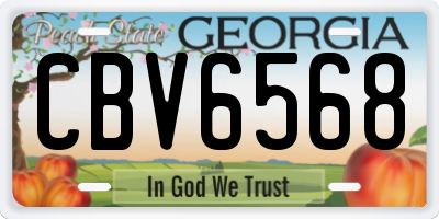 GA license plate CBV6568