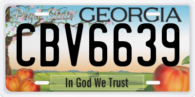 GA license plate CBV6639
