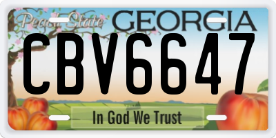 GA license plate CBV6647