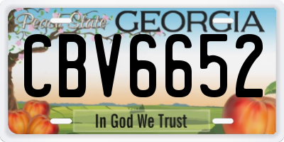 GA license plate CBV6652