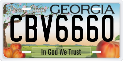 GA license plate CBV6660