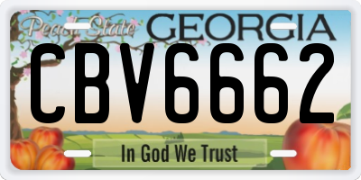 GA license plate CBV6662