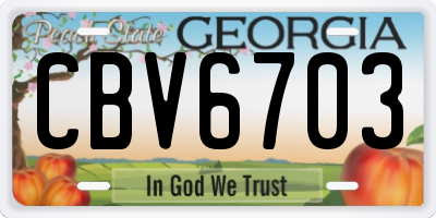 GA license plate CBV6703