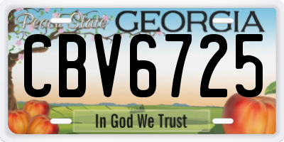 GA license plate CBV6725