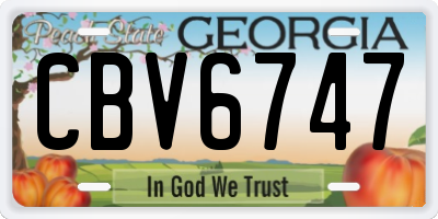 GA license plate CBV6747