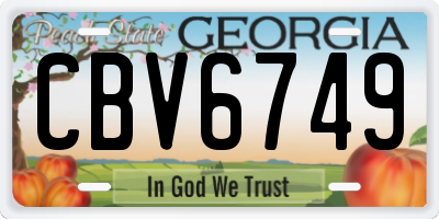 GA license plate CBV6749