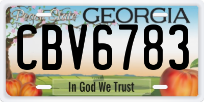 GA license plate CBV6783
