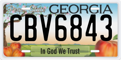 GA license plate CBV6843