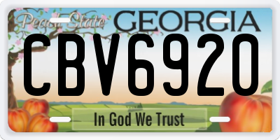 GA license plate CBV6920