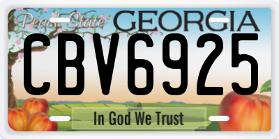 GA license plate CBV6925