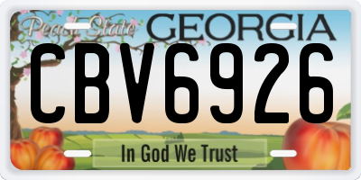 GA license plate CBV6926