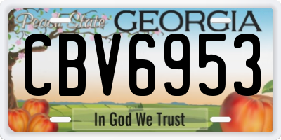 GA license plate CBV6953