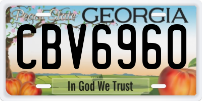 GA license plate CBV6960