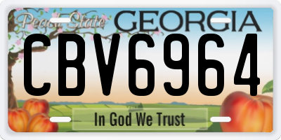 GA license plate CBV6964