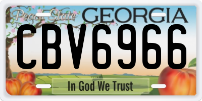 GA license plate CBV6966