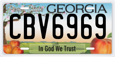 GA license plate CBV6969