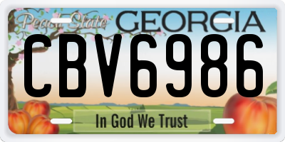 GA license plate CBV6986