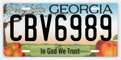 GA license plate CBV6989