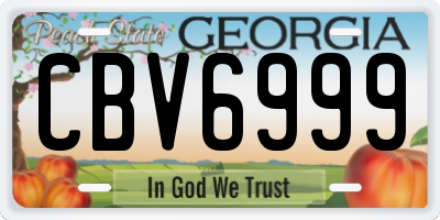 GA license plate CBV6999