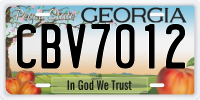 GA license plate CBV7012