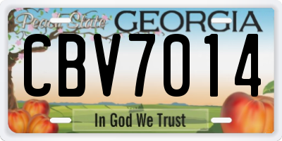 GA license plate CBV7014