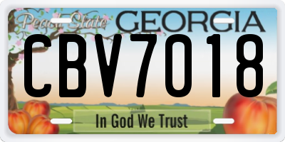 GA license plate CBV7018
