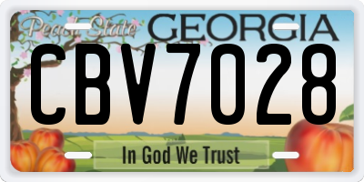 GA license plate CBV7028