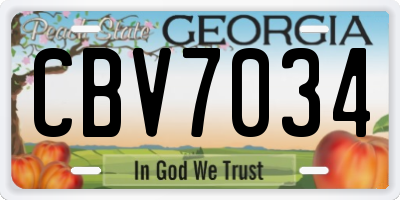 GA license plate CBV7034