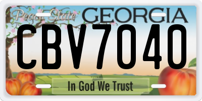 GA license plate CBV7040