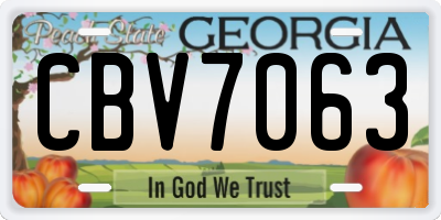 GA license plate CBV7063