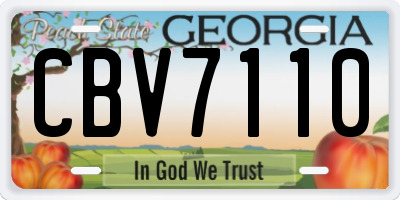 GA license plate CBV7110