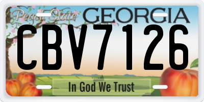 GA license plate CBV7126