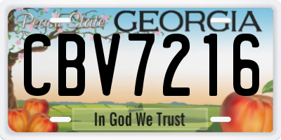 GA license plate CBV7216