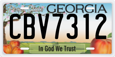 GA license plate CBV7312