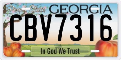 GA license plate CBV7316